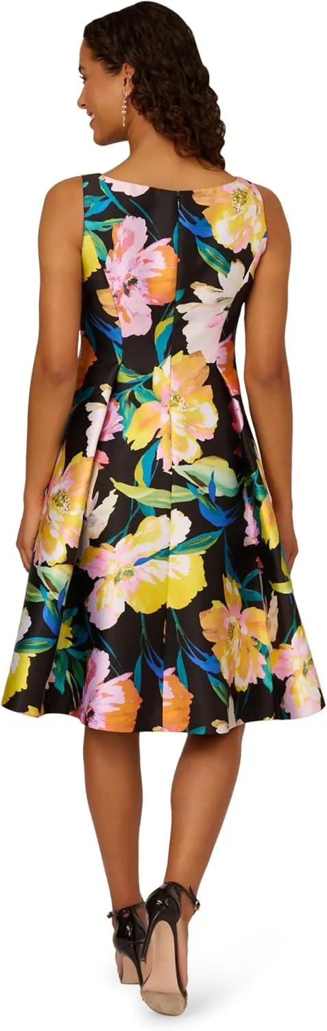 Adrianna Papell Women's Printed Mikado Short Dress