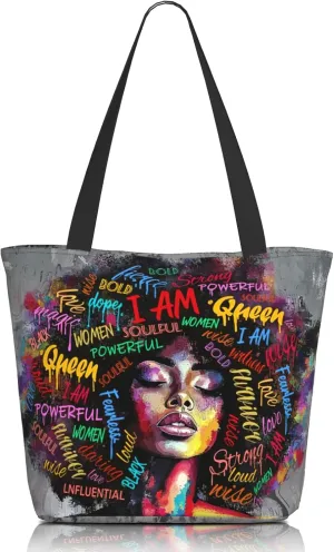 African American Women Tote Bag，Black Shoulder Handbag，Black Art Tote，Afro Black Women Magic Handbags