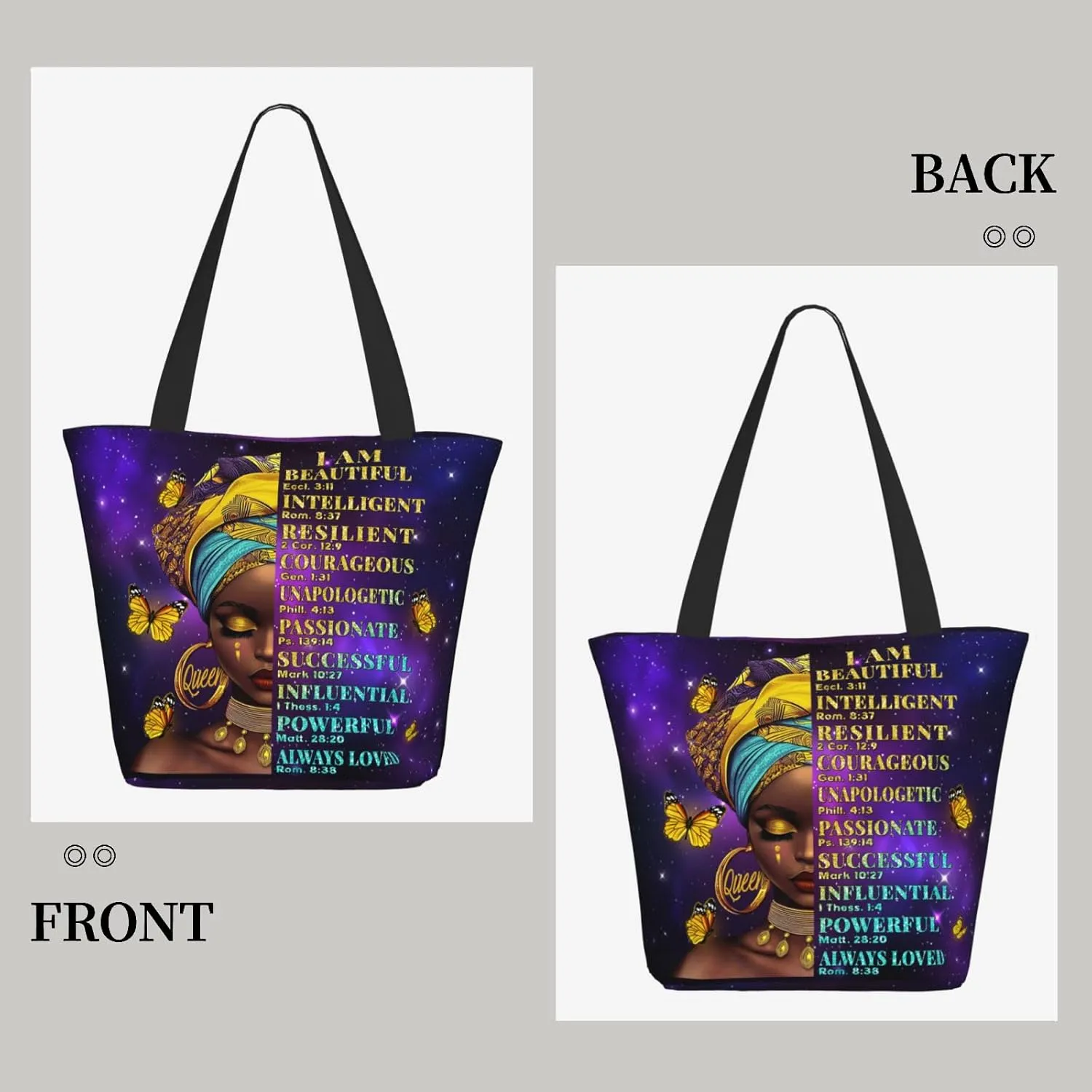 African American Women Tote Bag，Black Shoulder Handbag，Black Art Tote，Afro Black Women Magic Handbags