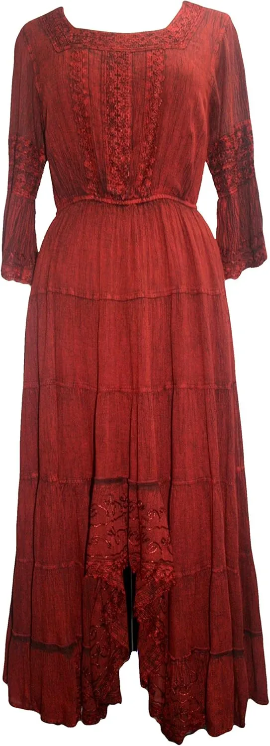 Agan Traders Women's 2025 Spring Vintage Medieval High-Low Tiered Long Sleeve Formal Dress Gown