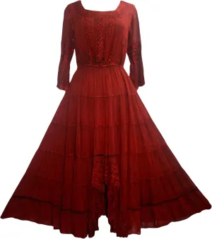 Agan Traders Women's 2025 Spring Vintage Medieval High-Low Tiered Long Sleeve Formal Dress Gown