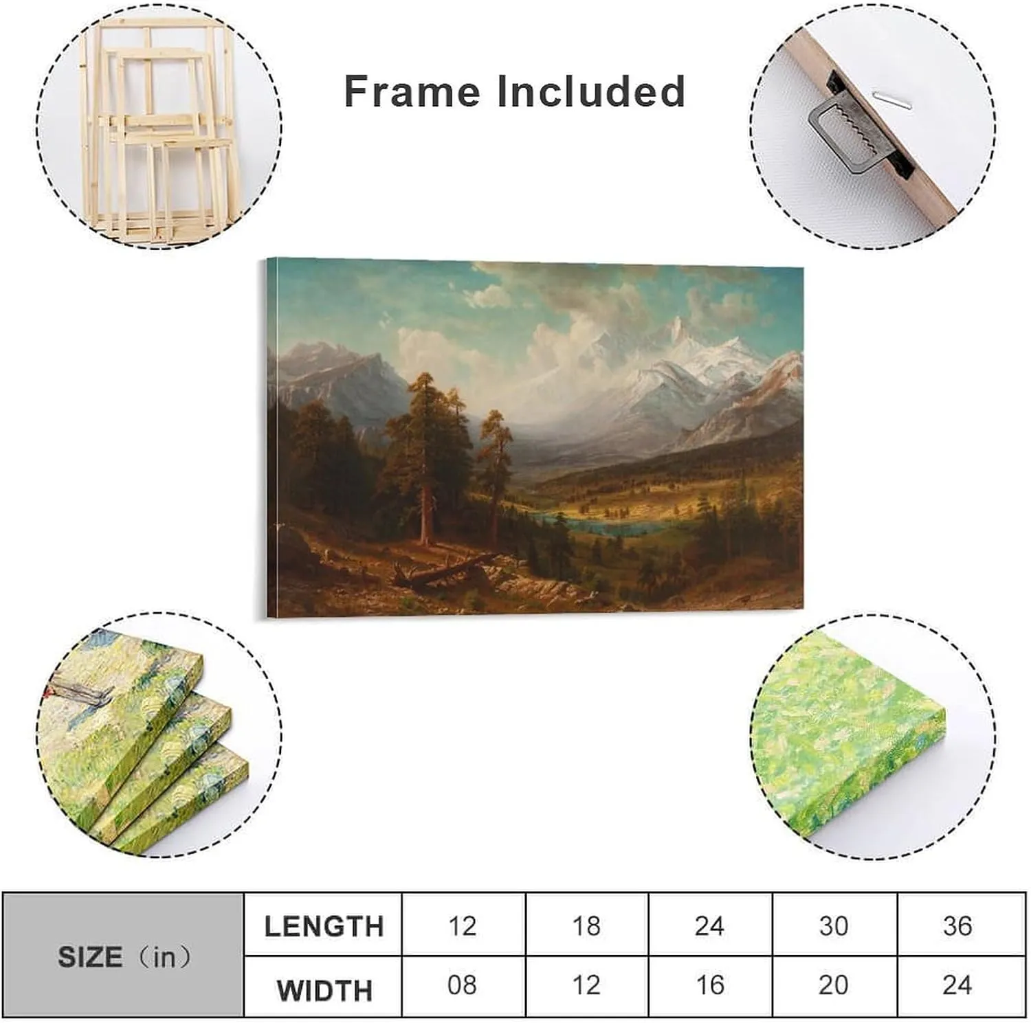 Albert Bierstadt、Estes Park, Long’s Peak、Hudson River School, Romantic Oil Painting Poster Posters Art Print Wall Photo Paint Poster Hanging Picture Family Bedroom Decor Gift 20x30inch(50x75cm)
