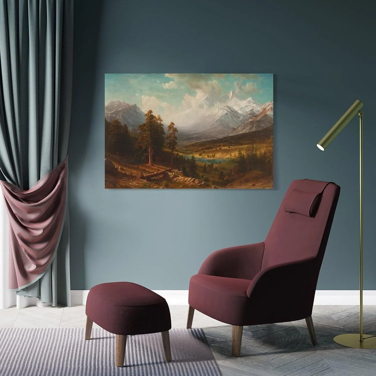Albert Bierstadt、Estes Park, Long’s Peak、Hudson River School, Romantic Oil Painting Poster Posters Art Print Wall Photo Paint Poster Hanging Picture Family Bedroom Decor Gift 20x30inch(50x75cm)