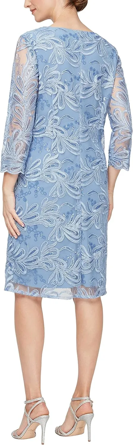 Alex Evenings Women's Midi Scoop Neck Shift Dress with Jacket (Petite and Regular)