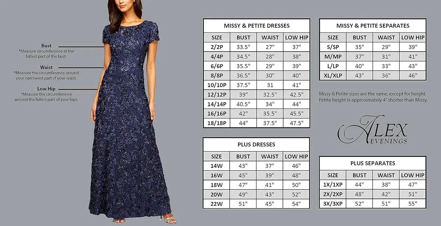 Alex Evenings Women's Short Floral Embroidered Cocktail Sheath Dress, Wedding Guest, Formal Gown (Petite and Regular Sizes)