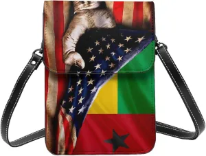 America And Guinea Bissau Flag Small Crossbody Bag Is A Shoulder Bag Designed For Women And Girls Cell Phone Crossbody Wallet Purses With Card Slots Adjustable Strap