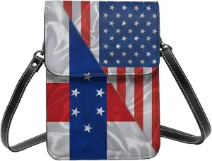 America And Netherlands Antilles The Dutch Antilles Triangle Flag Small Crossbody Bag Is A Shoulder Bag Designed For Women And Girls Cell Phone Crossbody Wallet Purses With Card Slots Adjustable Strap
