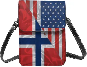 America And Norway Norse Norwegians Triangle Flag Small Crossbody Bag Is A Shoulder Bag Designed For Women And Girls Cell Phone Crossbody Wallet Purses With Card Slots Adjustable Strap