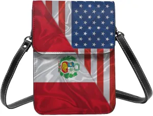 America And Peru Peruvian Triangle Flag Small Crossbody Bag Is A Shoulder Bag Designed For Women And Girls Cell Phone Crossbody Wallet Purses With Card Slots Adjustable Strap