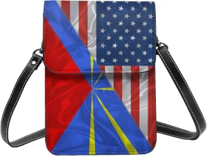 America And Reunion Island Reunion Islanders Triangle Flag Small Crossbody Bag Is A Shoulder Bag Designed For Women And Girls Cell Phone Crossbody Wallet Purses With Card Slots Adjustable Strap