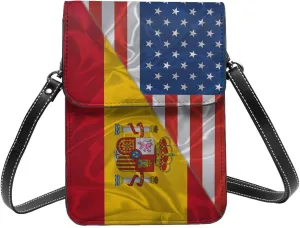 America And Spain Spanish Triangle Flag Small Crossbody Bag Is A Shoulder Bag Designed For Women And Girls Cell Phone Crossbody Wallet Purses With Card Slots Adjustable Strap