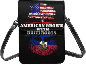 American Grown Haiti Roots Small Crossbody Bag Is A Shoulder Bag Designed For Women And Girls Cell Phone Crossbody Wallet Purses With Card Slots Adjustable Strap