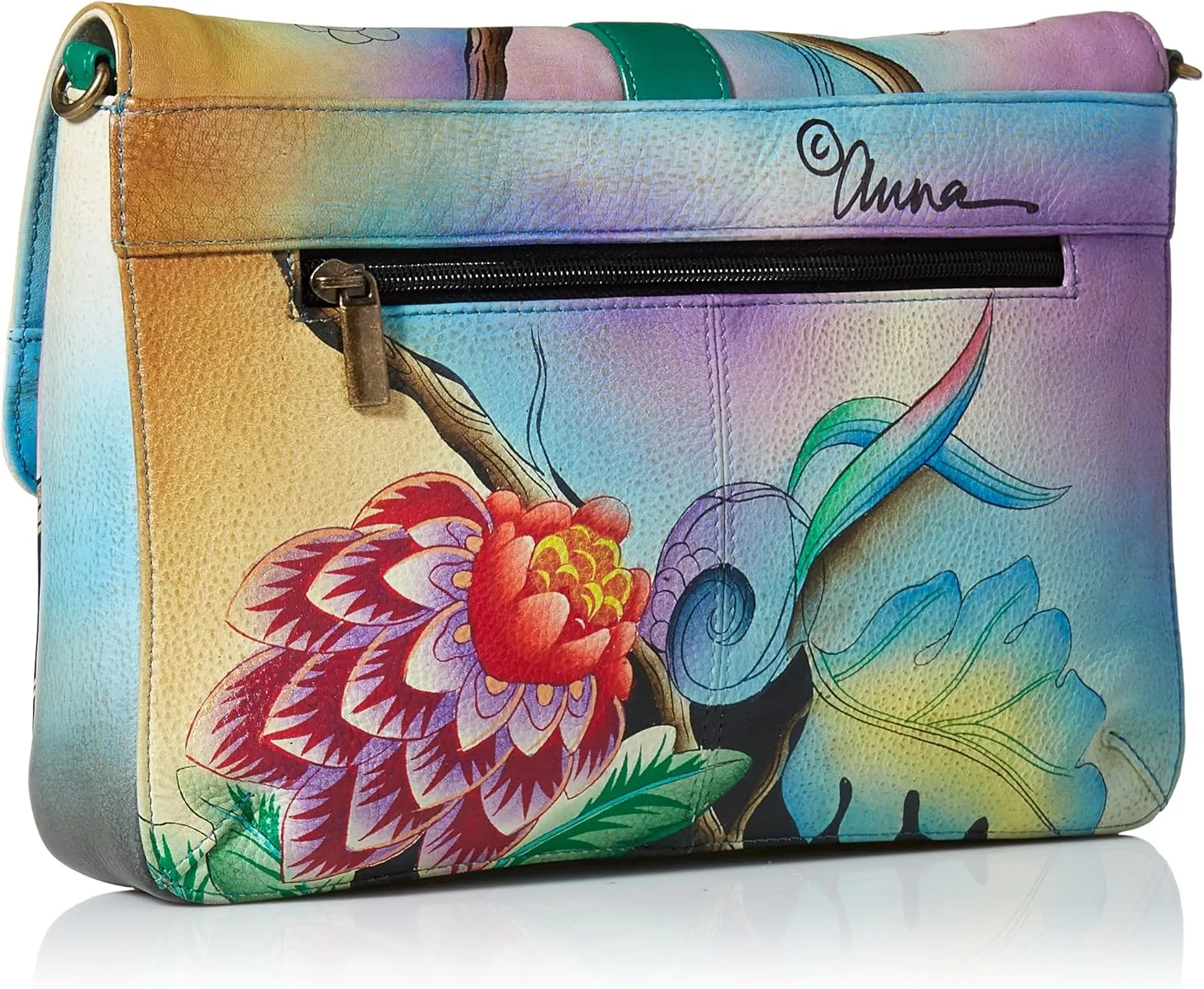 Anna by Anuschka Hand Painted Leather Women's Medium Flap Messenger