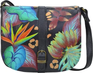Anna by Anuschka Women's Hand Painted Genuine Leather Flap Crossbody