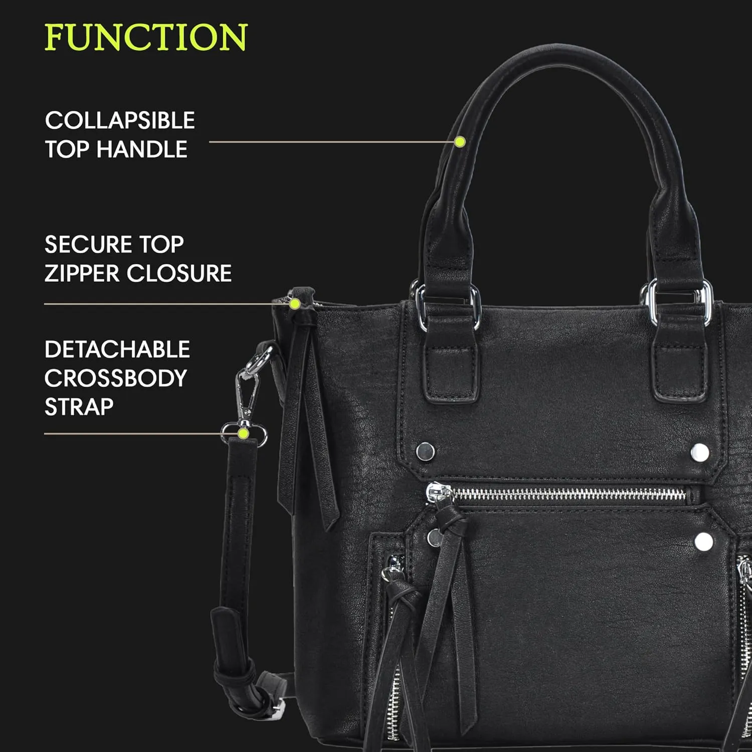 Antik Kraft Clover Satchel | Top Handle Satchel Purse for Women, Vegan Leather Purses and Handbags | 12.5L x 4.5W x 9.5H