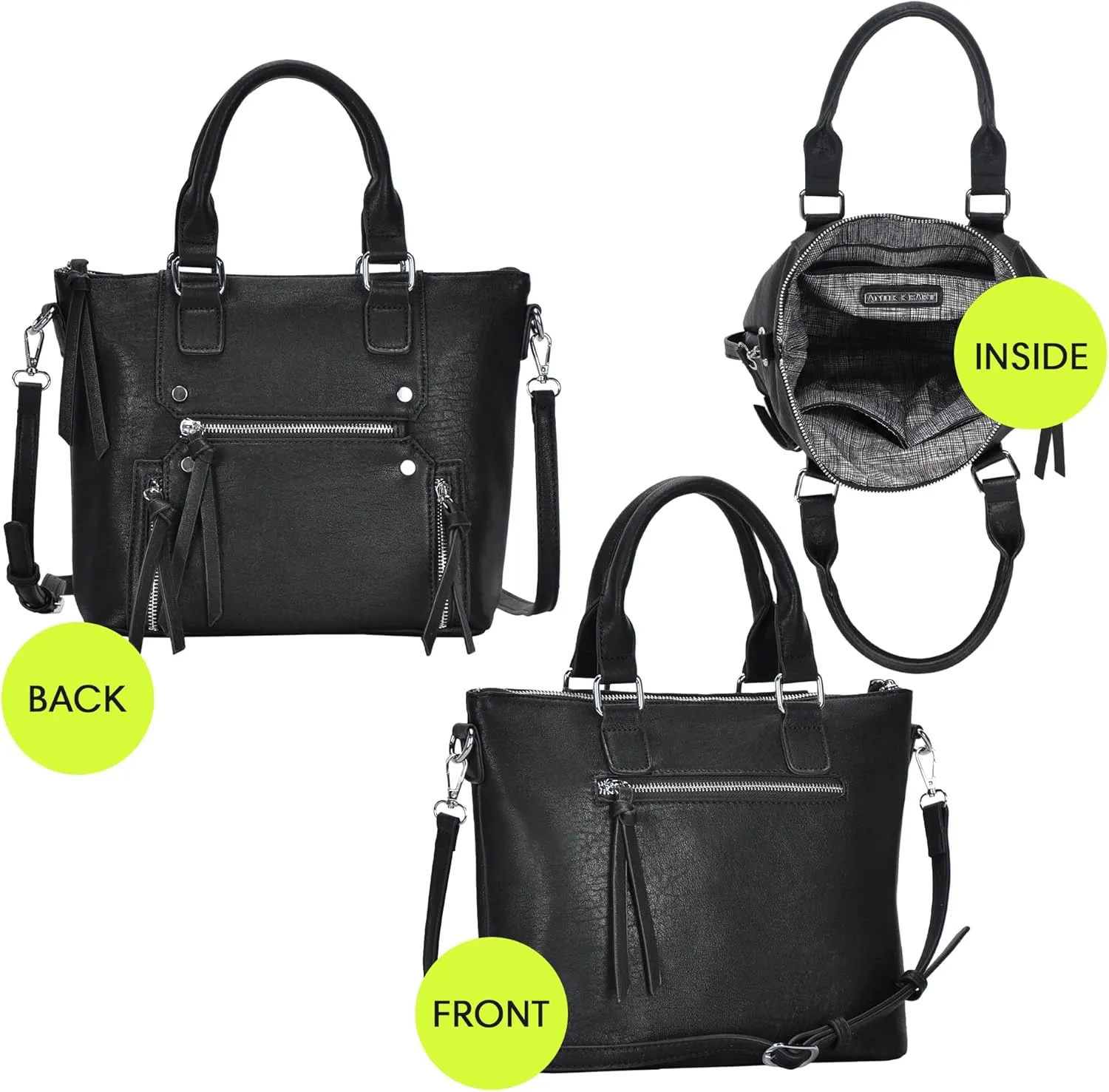 Antik Kraft Clover Satchel | Top Handle Satchel Purse for Women, Vegan Leather Purses and Handbags | 12.5L x 4.5W x 9.5H