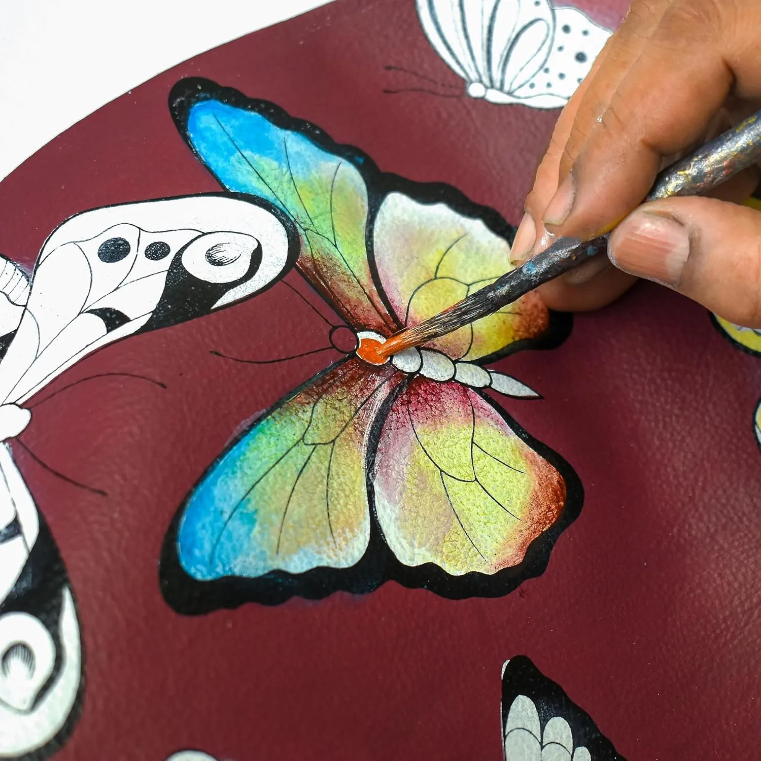 Anuschka Women's Original Hand-Painted Genuine Leather Zip Pouch Purse