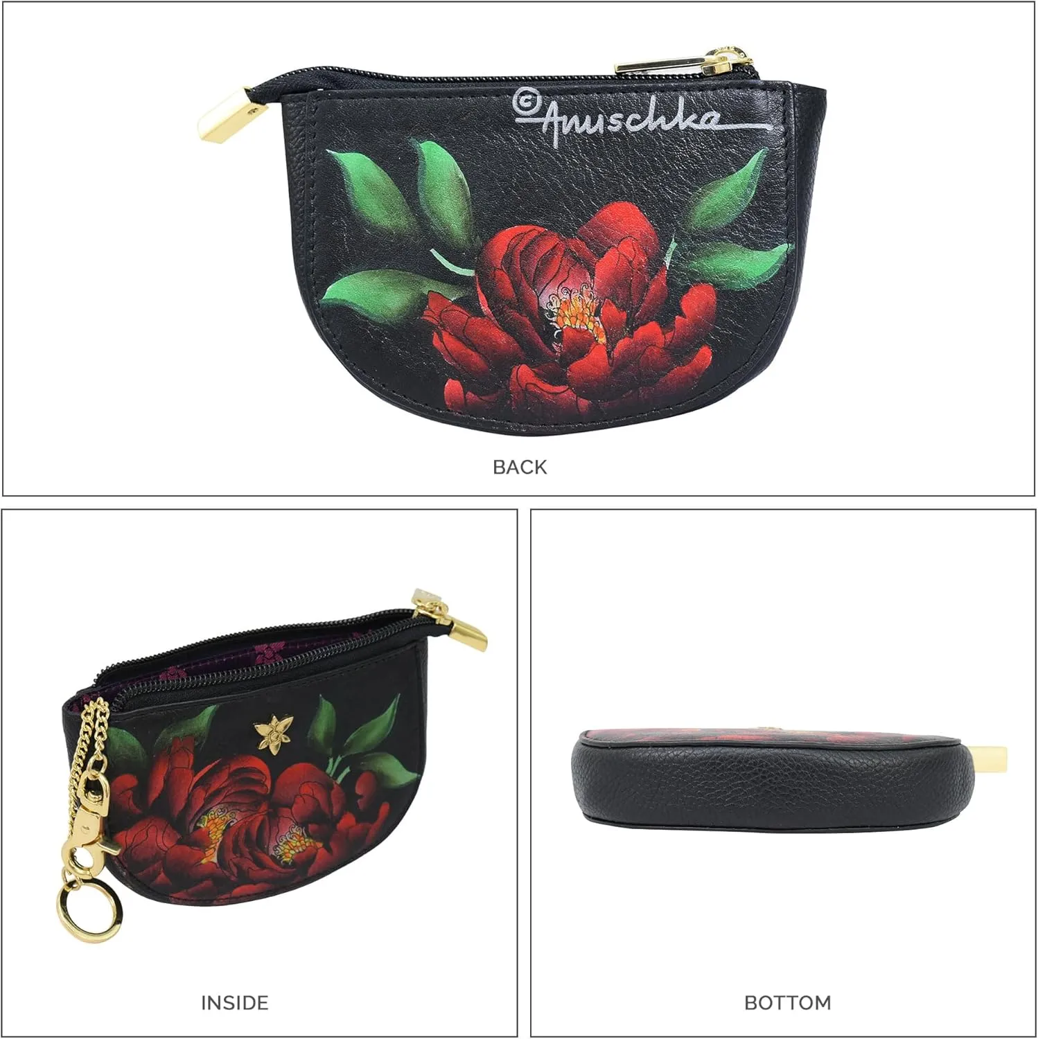 Anuschka Women's Original Hand-Painted Genuine Leather Zip Pouch Purse