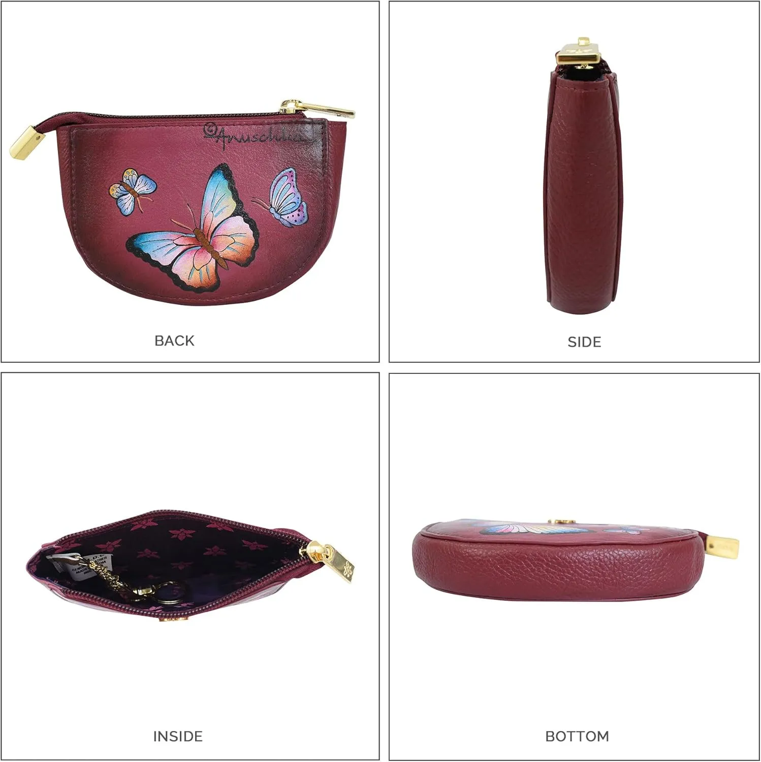 Anuschka Women's Original Hand-Painted Genuine Leather Zip Pouch Purse