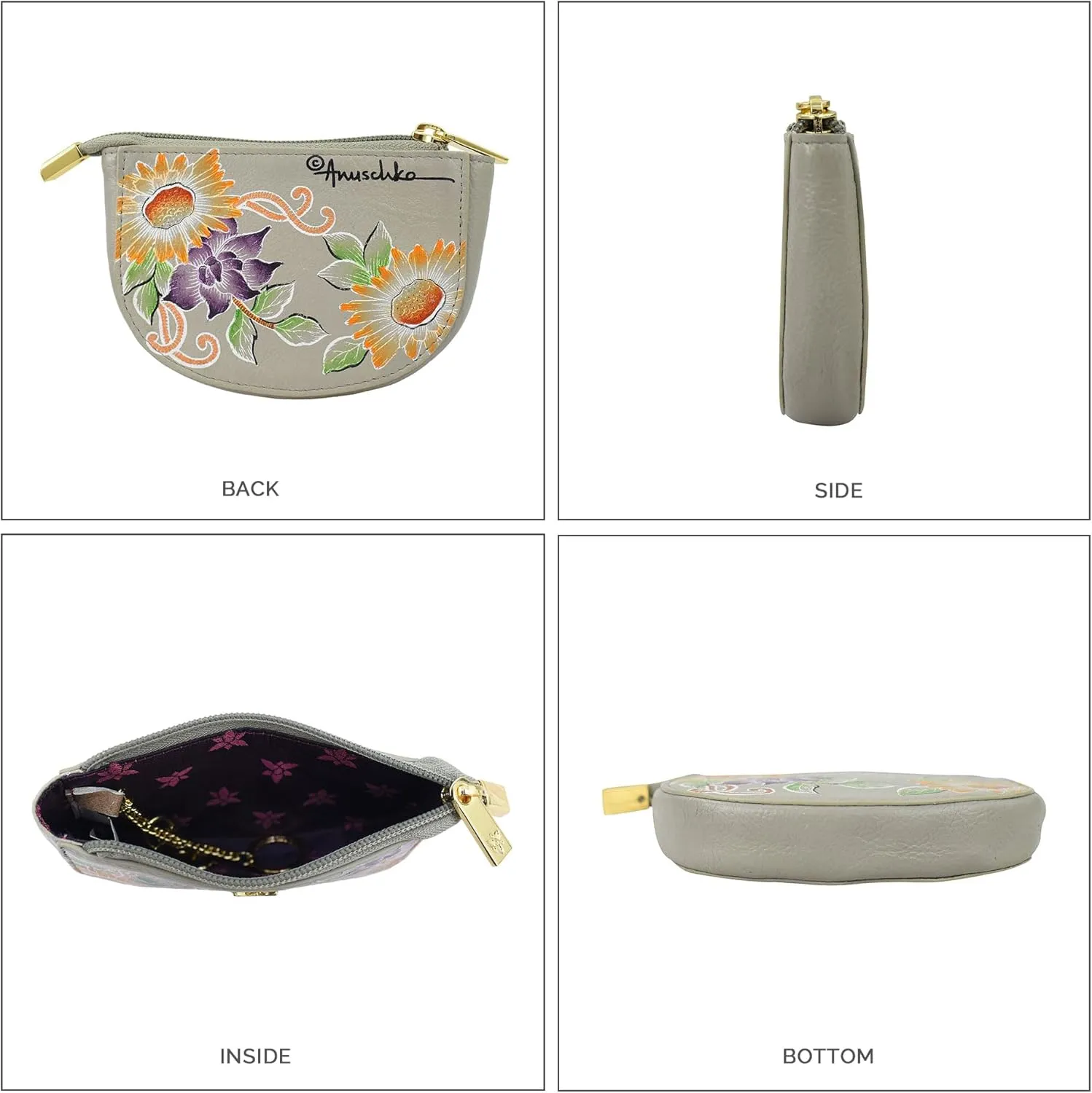Anuschka Women's Original Hand-Painted Genuine Leather Zip Pouch Purse