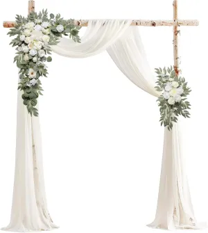 Arch Flowers with Drapes Kit (Pack of 3) for Wedding Ceremony Arbor and Reception Backdrop Decoration Wedding Welcome Signs Floral Birthday Party Decoration