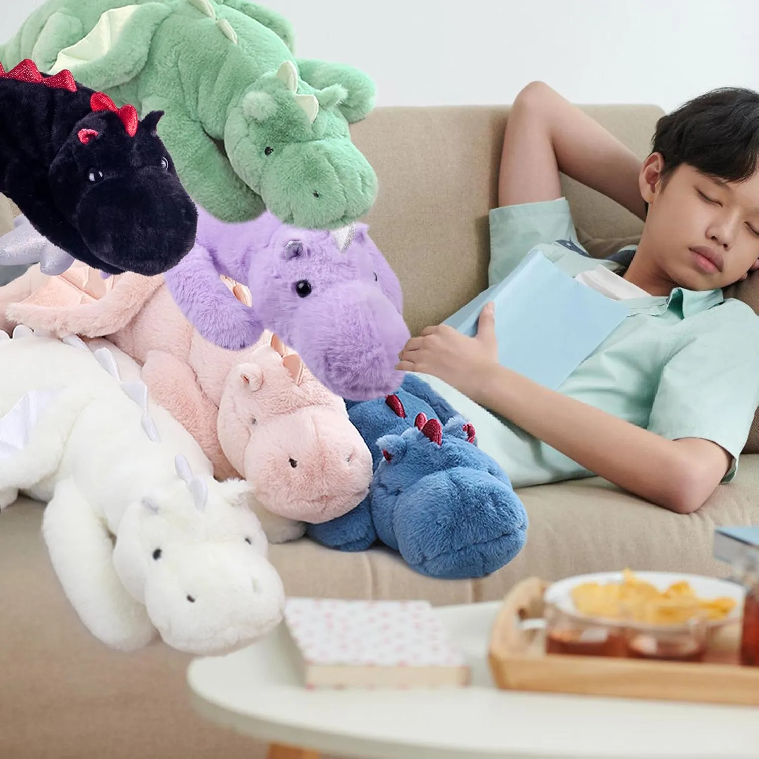 ARELUX Large 37in Cute Dragon Stuffed Animals Plush Toy Soft Purple Pterosaur Plushie Giant Fuzzy Dinosaur Pillow Plushies with Wings Cuddly for Friends Family Member