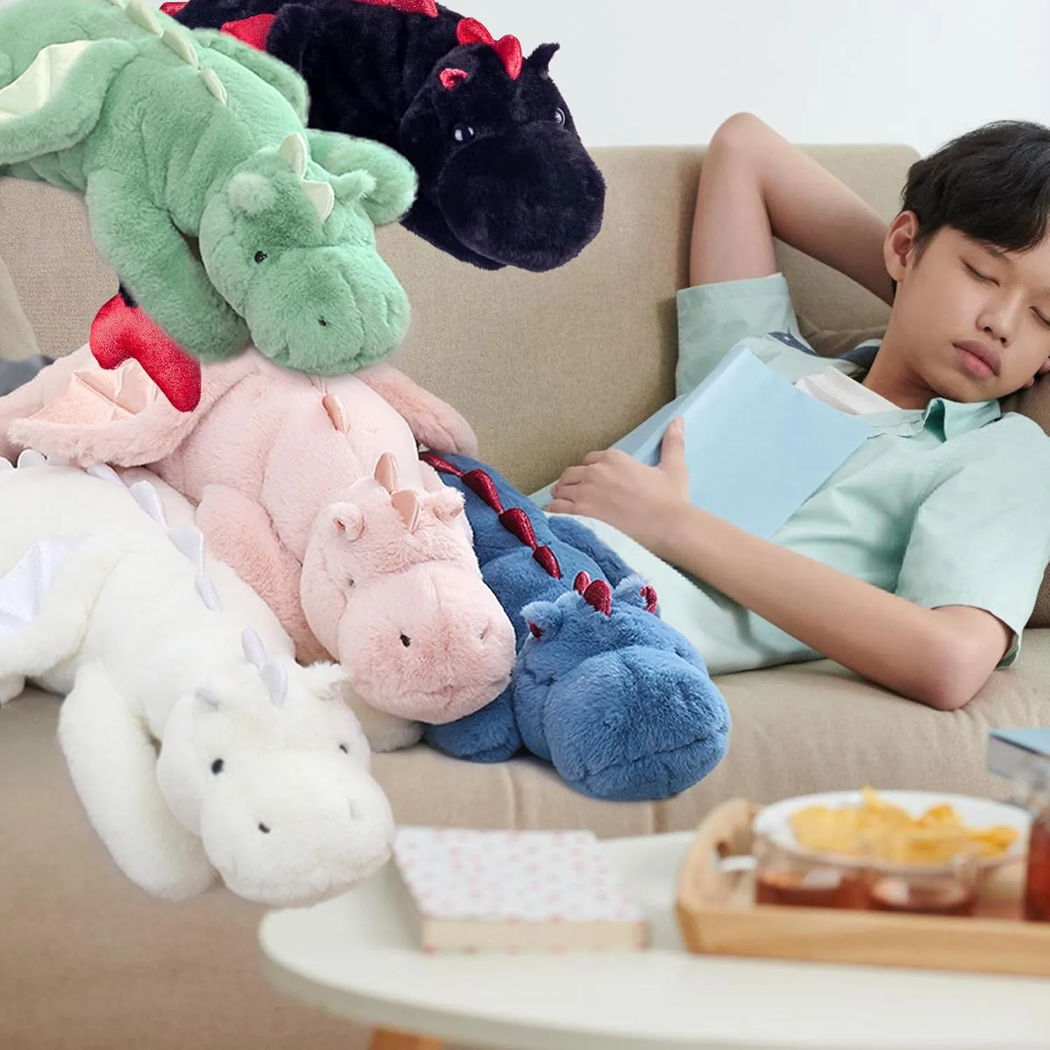 ARELUX Large 52in 3Lb Dragon Stuffed Animals Cute Plush Toy Giant Fuzzy Dinosaur Pillow Plushies with Wings Cuddly Soft Black Pterosaur Plushie for Friends Family Member