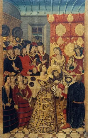 ArtDirect Pedro García de Benavarre 13x18 Gold Ornate Frame and Double Matted Museum Art Print Titled - Herod's Banquet (circa 1470)