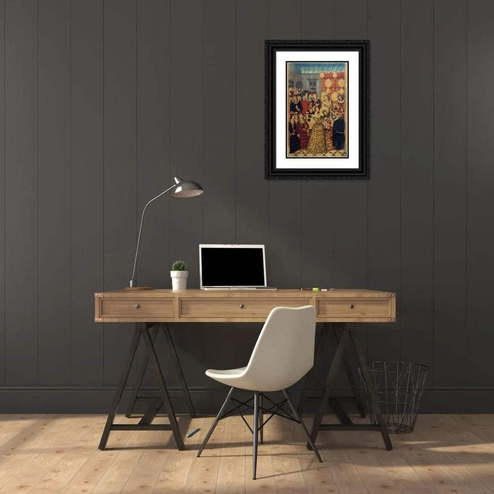 ArtDirect Pedro García de Benavarre 17x24 Black Ornate Framed and Double Matted Museum Art Print Titled: Herod's Banquet (circa 1470)