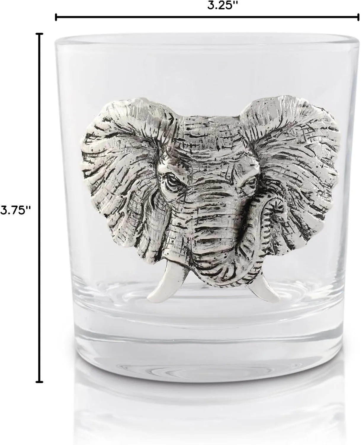 Arthur Court Elephant Double Old Fashioned Whiskey Glasses (Set of 4) - Bourbon Cocktail Scotch Tumbler Bar Glasses Set DOF Lead-Free Glassware