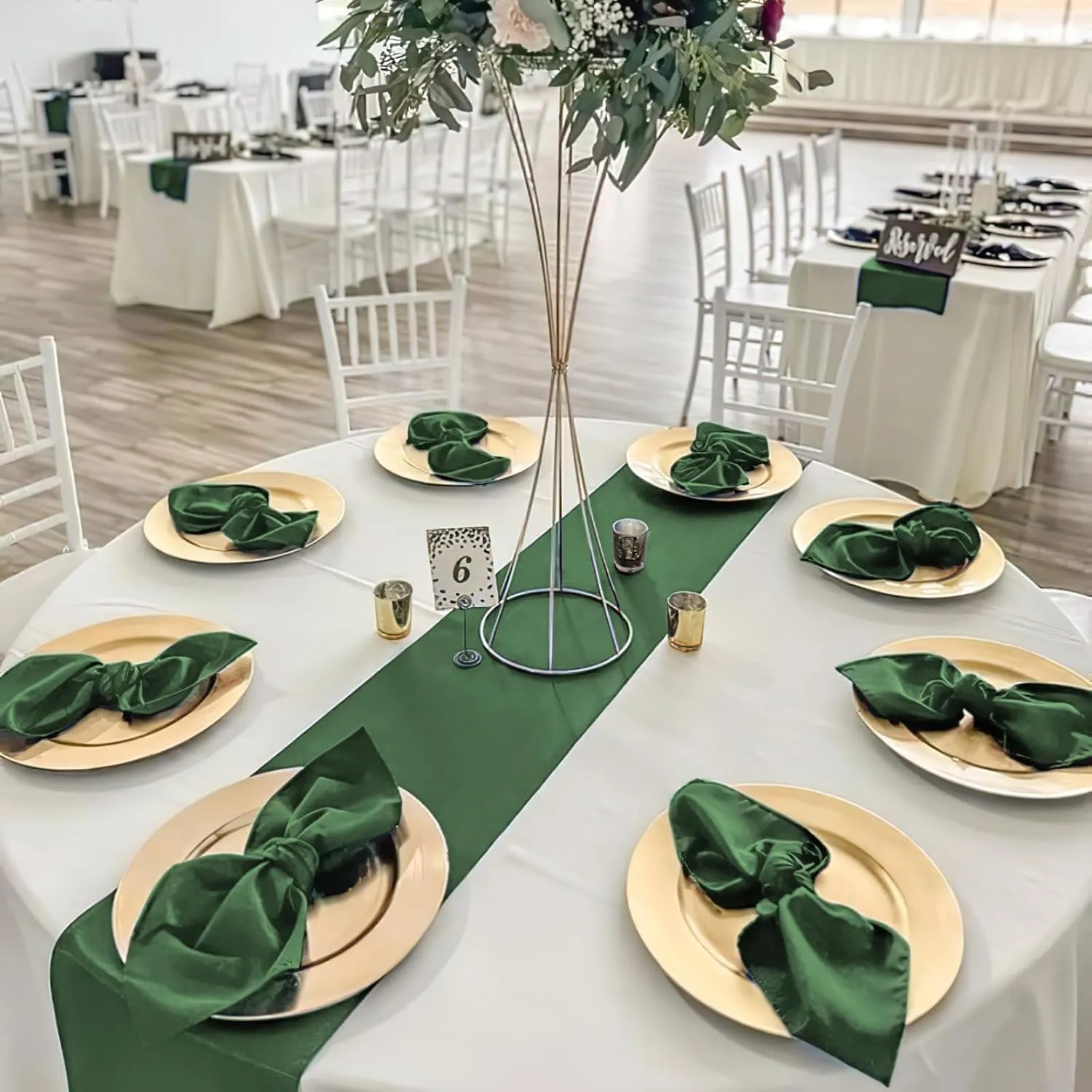 B-COOL Forest Green Table Runner Set of 20 Satin Table Runners Wedding Summer Table Runners Silk Smooth Fabric for Birthday Wedding Party Table Decorations 12x108 inch