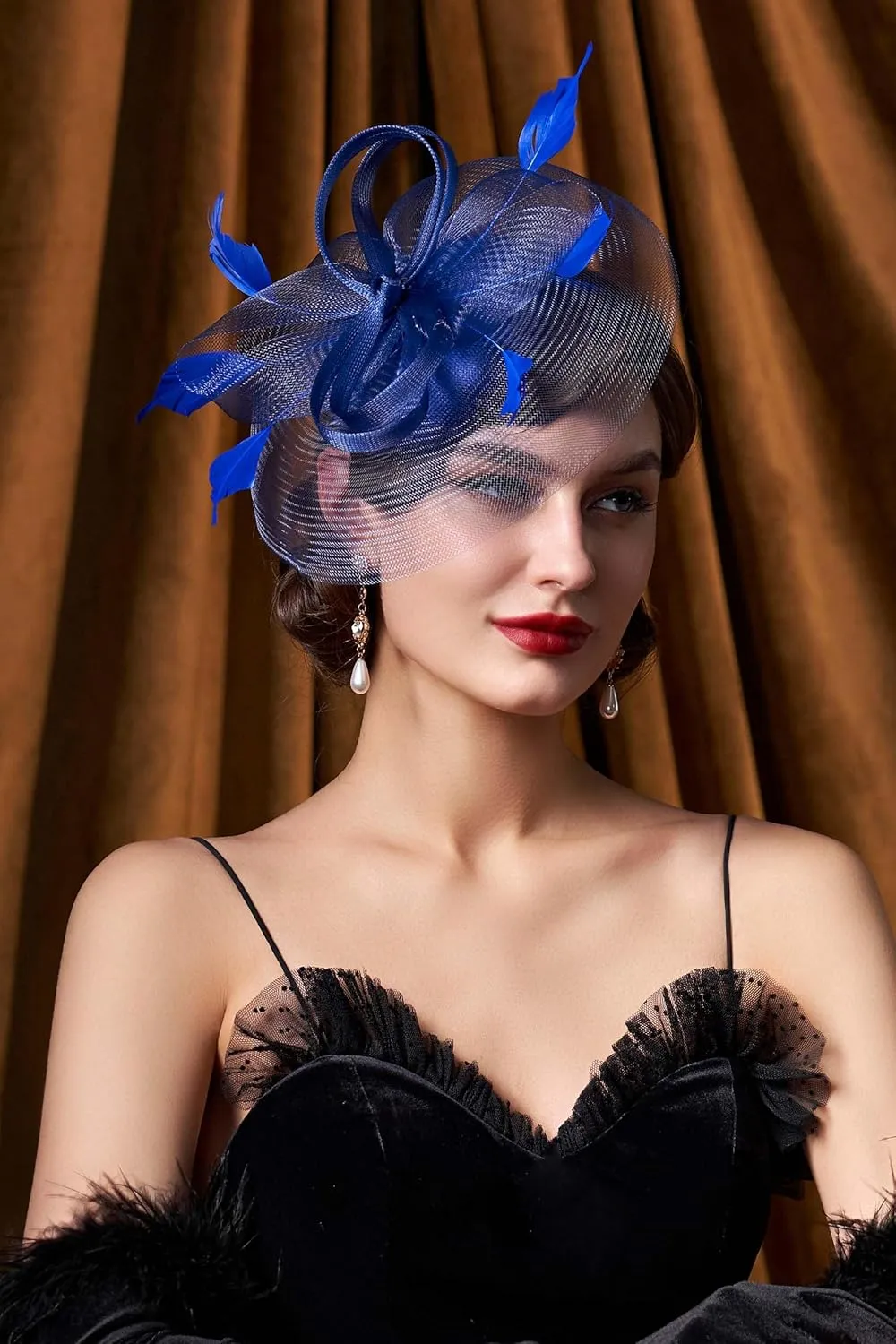 BABEYOND Women's Fascinator Hat Kentucky Hat Feather Derby Fascinator Tea Party Hat for Cocktail Wedding