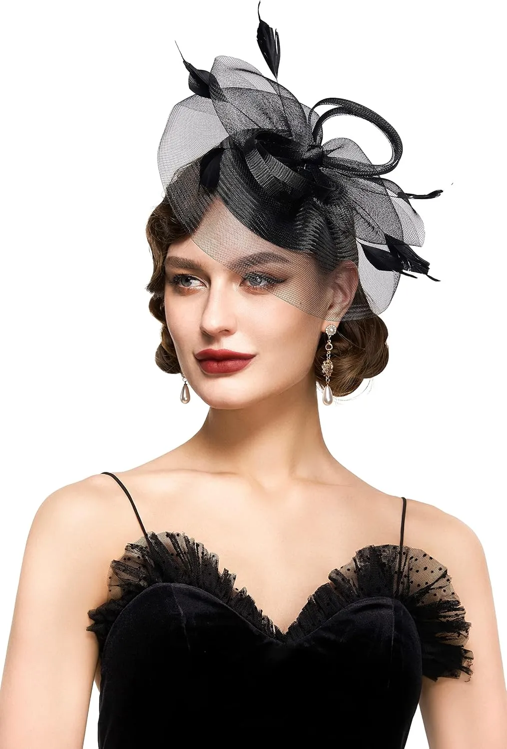 BABEYOND Women's Fascinator Hat Kentucky Hat Feather Derby Fascinator Tea Party Hat for Cocktail Wedding