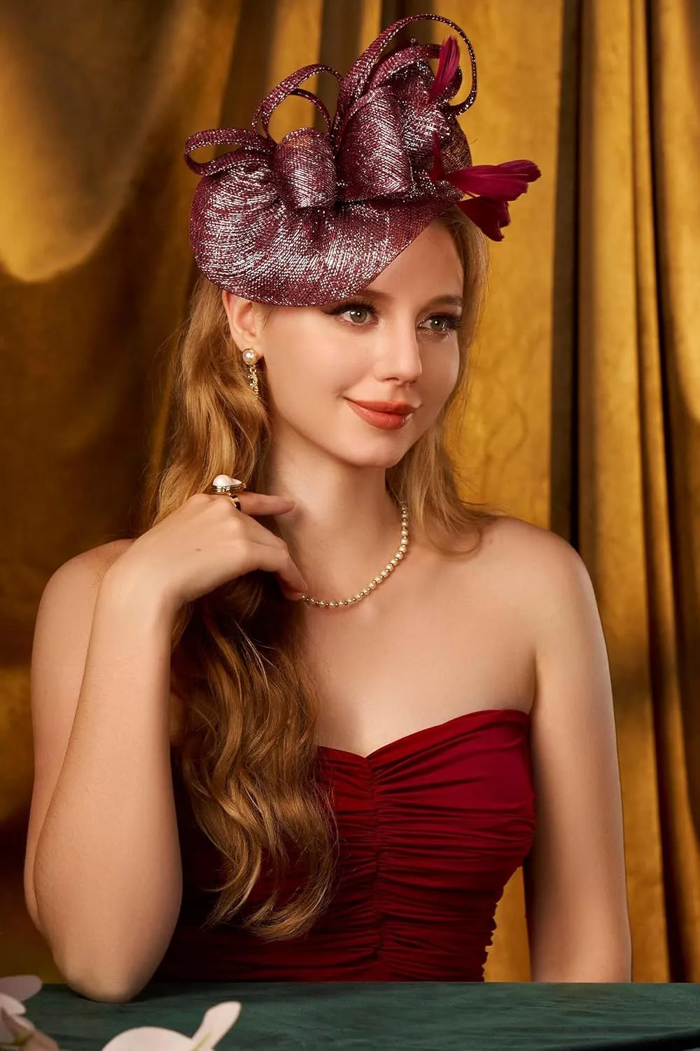 BABEYOND Women's Pillbox Fascinator Hat Kentucky Derby Hat Feather Fascinator Headband Tea Party Fascinator Hat for Cocktail