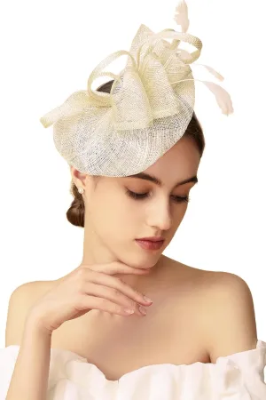 BABEYOND Women's Pillbox Fascinator Hat Kentucky Derby Hat Feather Fascinator Headband Tea Party Fascinator Hat for Cocktail