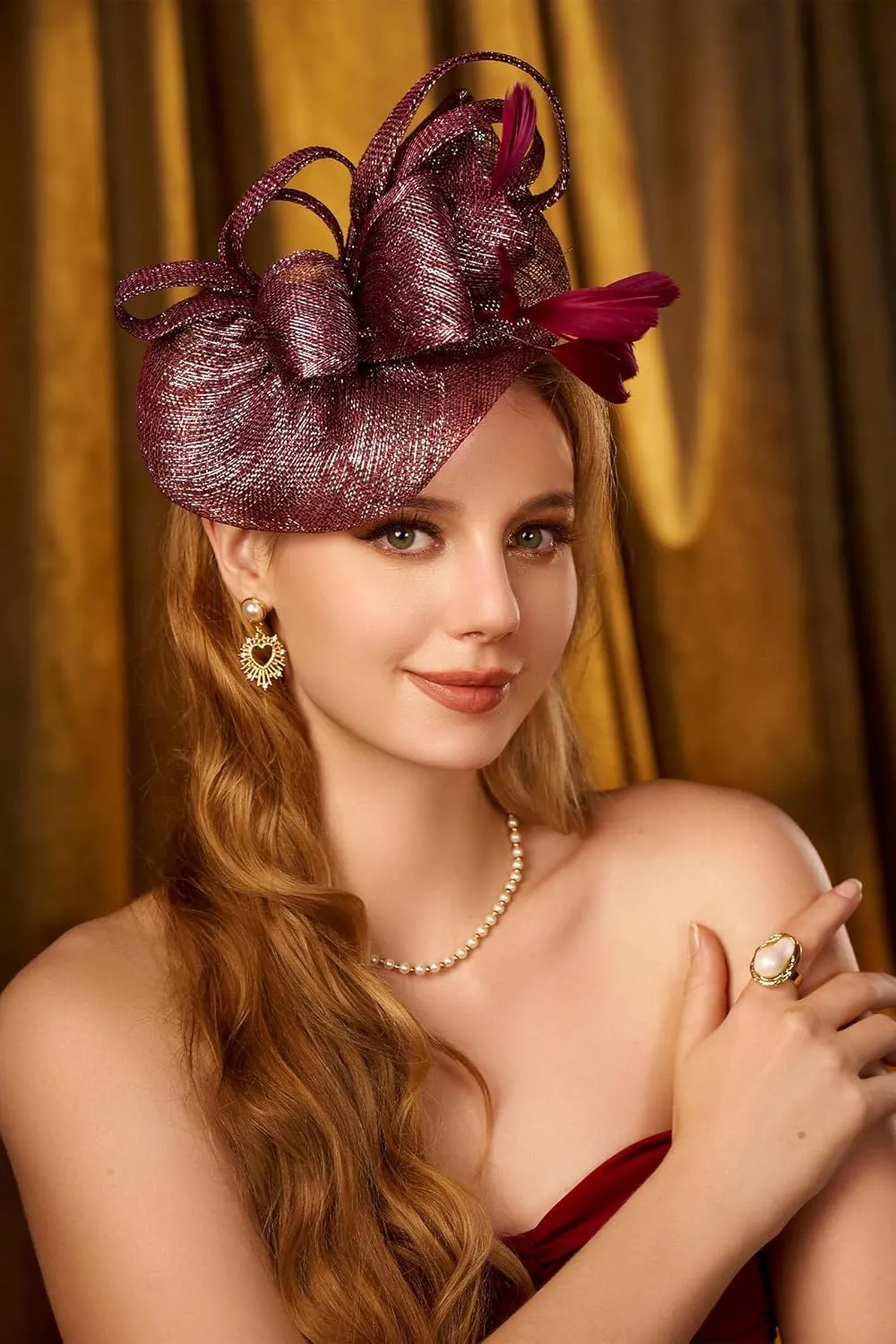 BABEYOND Women's Pillbox Fascinator Hat Kentucky Derby Hat Feather Fascinator Headband Tea Party Fascinator Hat for Cocktail
