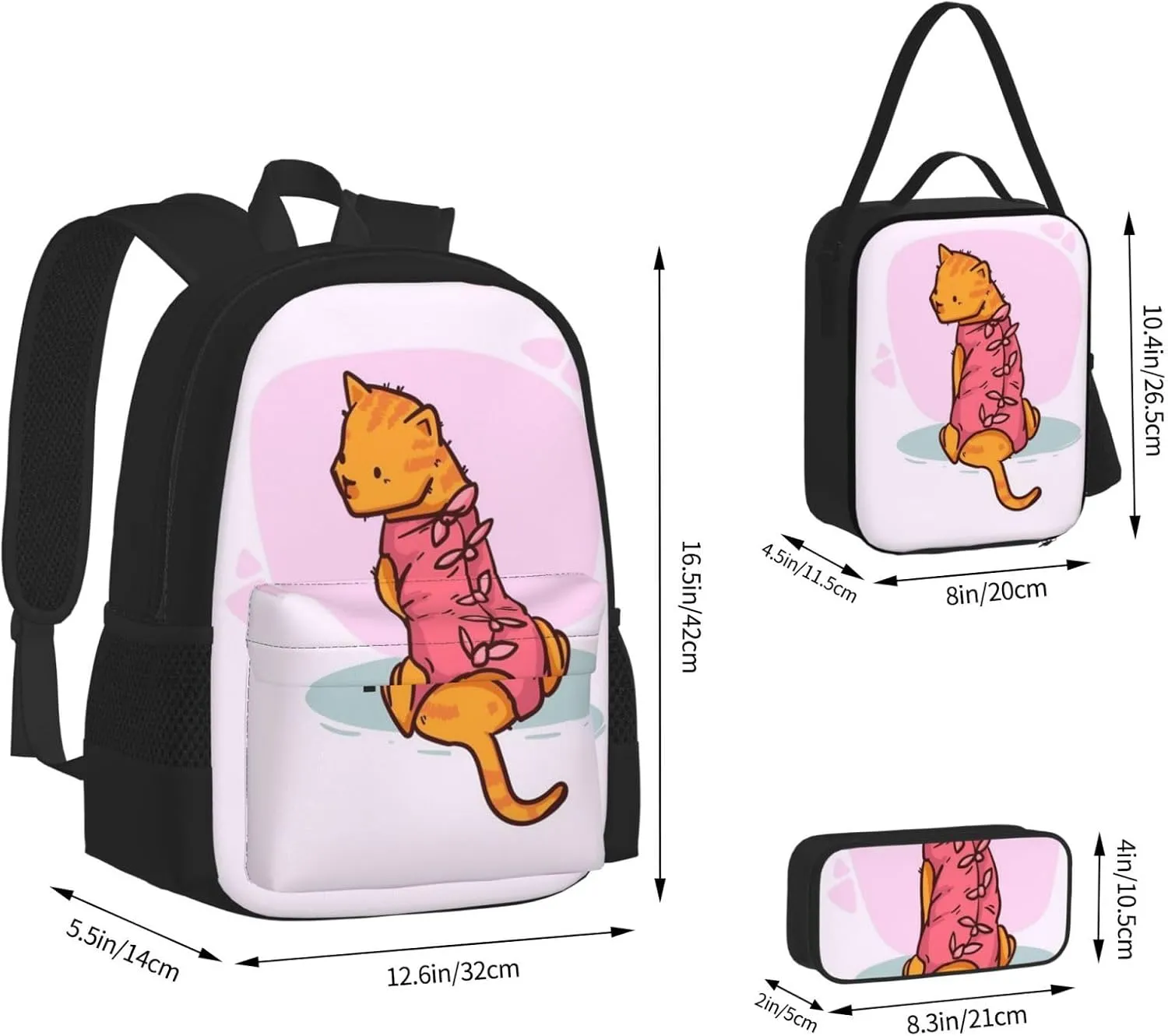Backpack Lunch Box and Bag 3PCS Large Capacity Travel Backpack Adjustable Strap Suitable Work Outdoor Sport for Woman Man Bowl Dog