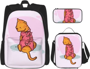 Backpack Lunch Box and Bag 3PCS Large Capacity Travel Backpack Adjustable Strap Suitable Work Outdoor Sport for Woman Man Bowl Dog