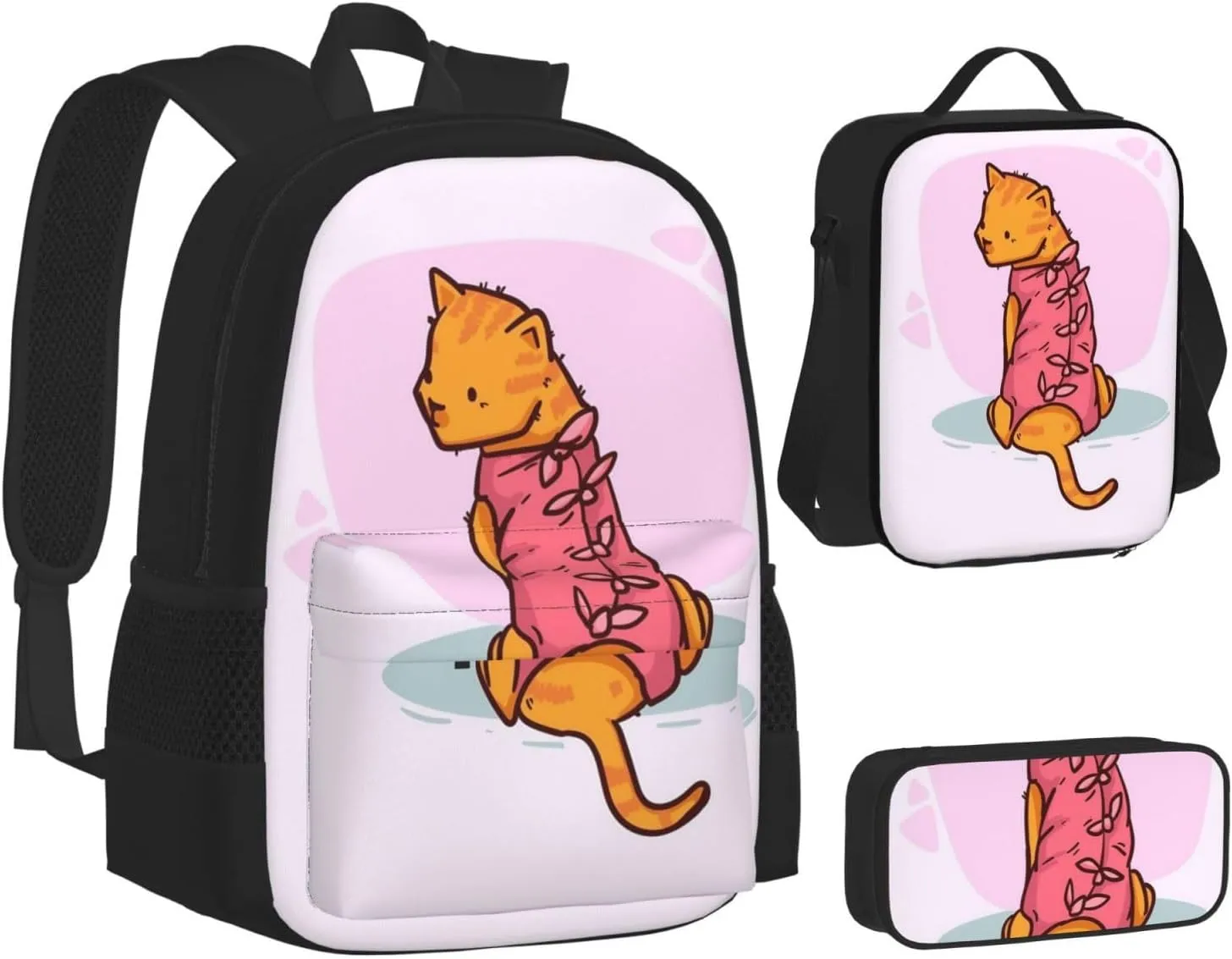 Backpack Lunch Box and Bag 3PCS Large Capacity Travel Backpack Adjustable Strap Suitable Work Outdoor Sport for Woman Man Bowl Dog