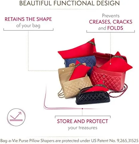 Bag-a-Vie Purse Pillow Shaper Insert - Luxury Purse and Handbag Shapers [4-Pack]