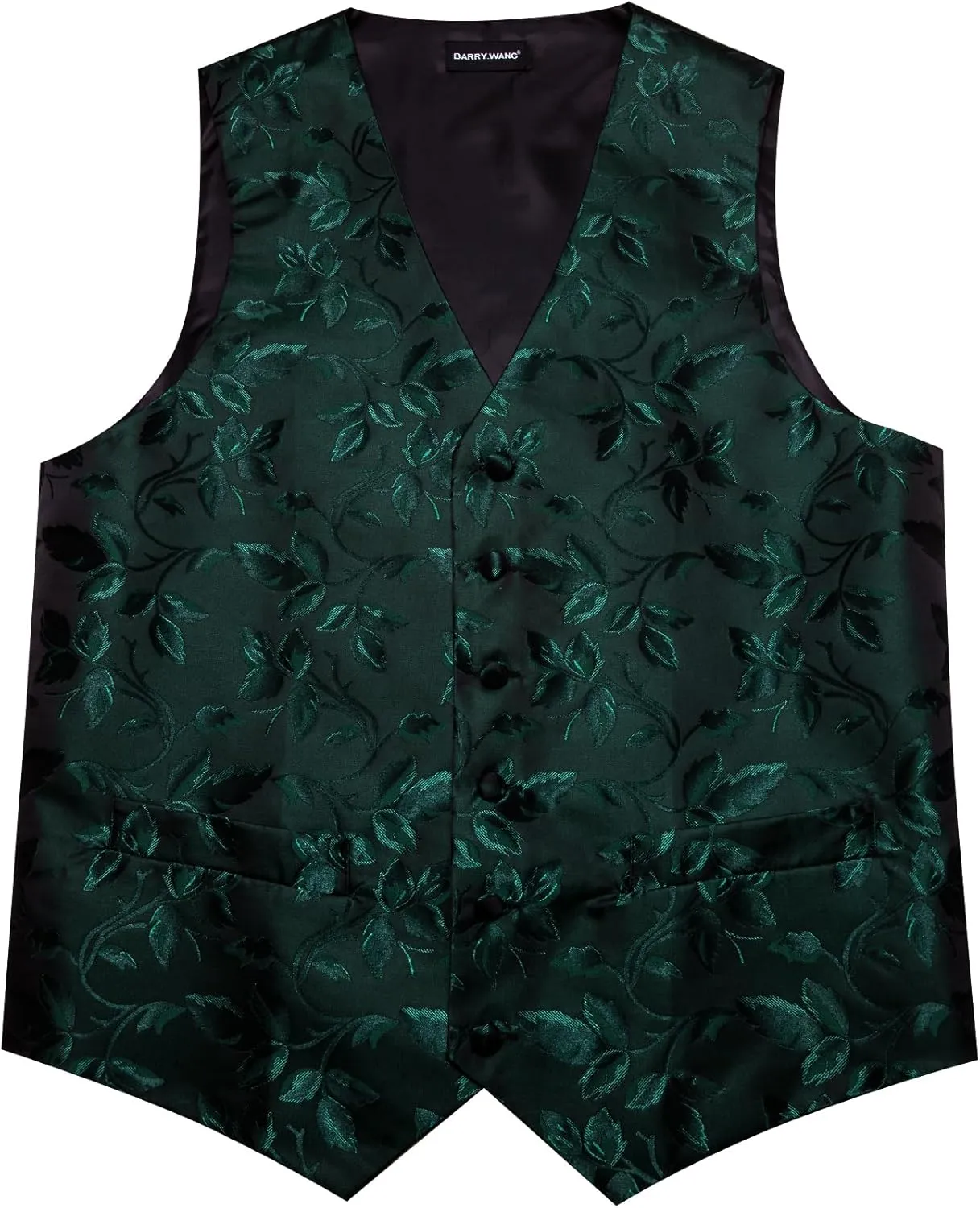 Barry.Wang Formal Men Flower Vest Paisley Jacquard Silk Ties Suit Waistcoat Set Wedding 5PCS