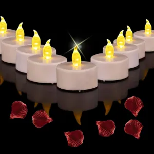 Battery Operated Led Tea Lights Candles:50 Pack Flameless Electric Fake Candle, Realistic and Bright Flickering Votive Tealights, Long Lasting 200 Hours,for Wedding,Party,Home Decoration (Warm Yellow)
