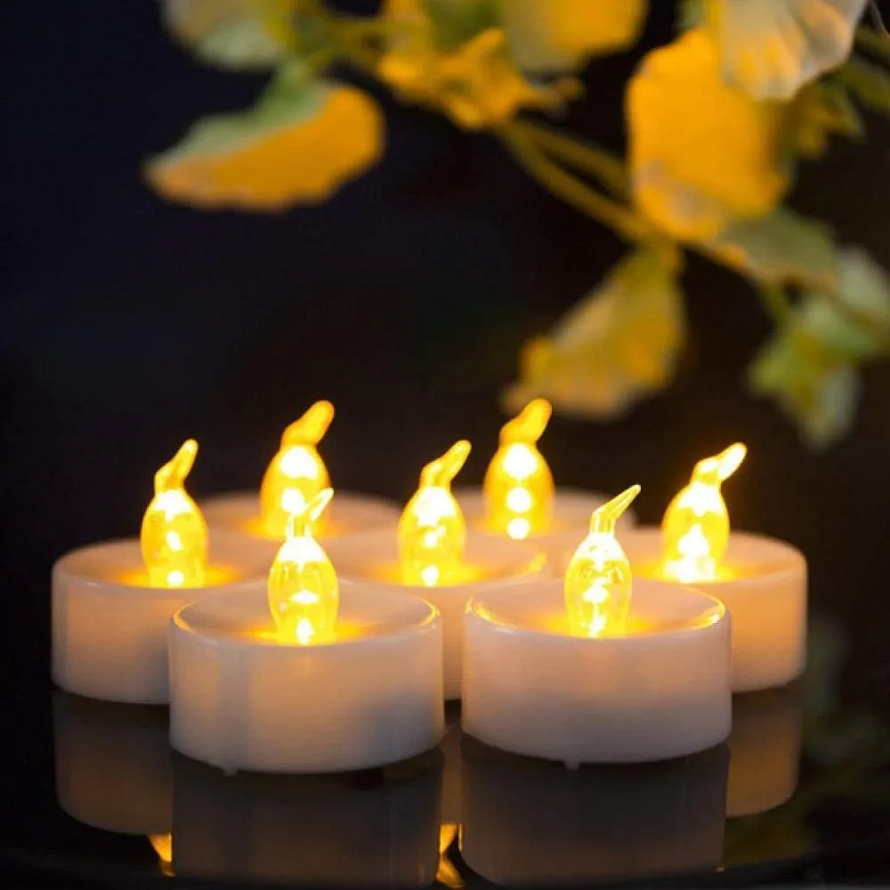 Battery Operated Led Tea Lights Candles:50 Pack Flameless Electric Fake Candle, Realistic and Bright Flickering Votive Tealights, Long Lasting 200 Hours,for Wedding,Party,Home Decoration (Warm Yellow)