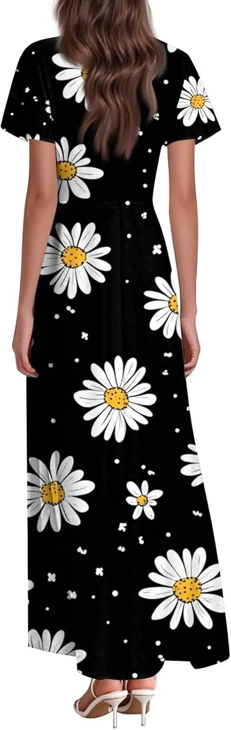 Beautiful School Tunic Dress Woman Wide Sleeve Crops Sheer Dress Lady Floral Printed Soft Summer High Waist Dresses