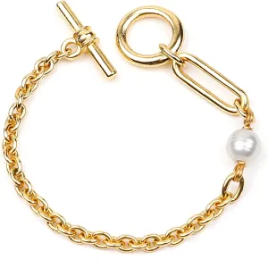 Ben-Amun Bracelet for Women, Handcrafted Elegance from New York City, 6.5”, 24K Gold Electroplated with Majorca Glass Pearl and Toggle Closure