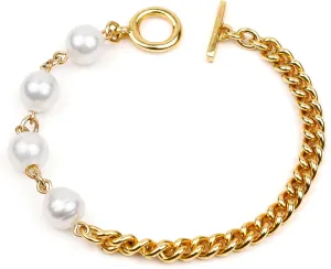 Ben-Amun Bracelet for Women, Handcrafted Elegance from New York City, 7”, 24K Gold Electroplated with Majorca Glass Pearls and Toggle Closure