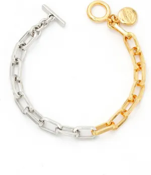 Ben-Amun Two-Tone Bracelet for Women, Handcrafted Elegance From New York City, 6.5”, Silvertone and 24K Gold Electroplated with Toggle Closure