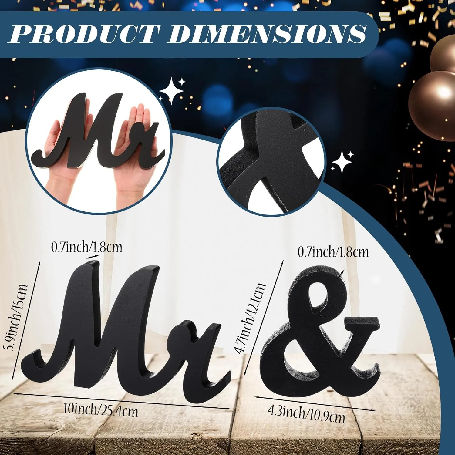 Berlune Mr and Mr Sign for Wedding Table, Gay Men Wedding Sign for Lgbt Large Head Table Wooden Letters, Lgbtq Gay Engagement Anniversary Party Decorations (Black)