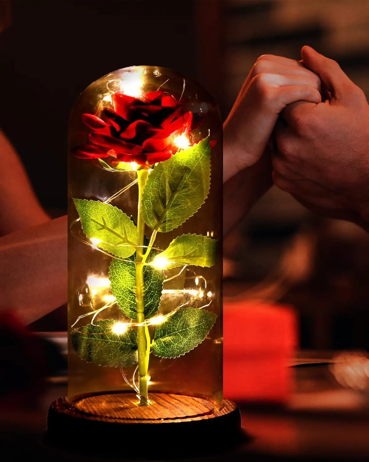 Birthday Rose Gifts, Rose Flower Gifts for Women, Beauty and The Beast Rose, Rose Flowers for Mother's Day Women Gift, Red Galaxy Rose Flowers in A Glass Dome for Girlfriend, Wife
