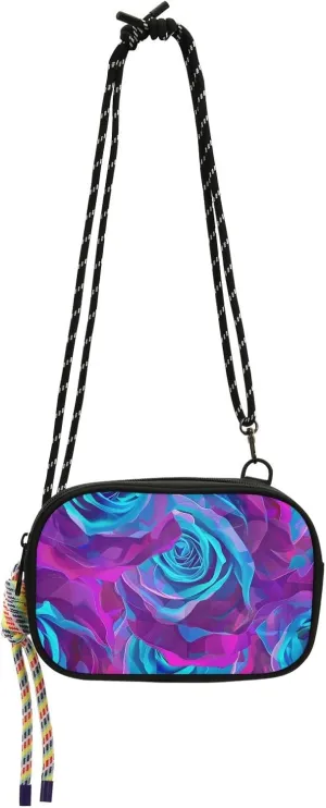 Blue Fuchsia Roses Cute Crossbody Bags Mens Comfort with Credit Card Slots Cell Phone Purse Walk dog